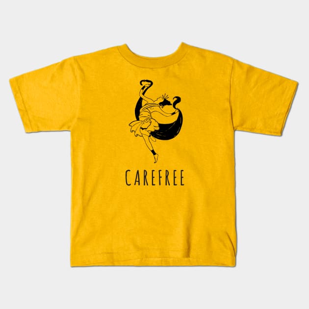 Carefree! Dancing Girl Kids T-Shirt by PopCycle